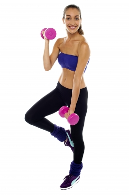 Woman workout with dumbells